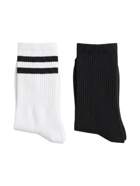 Image for Women's 2 Pairs Plain Crew Socks,Black/White