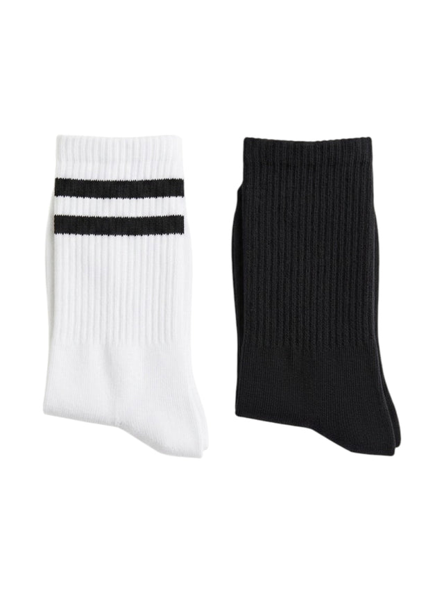 Image for Women's 2 Pairs Plain Crew Socks,Black/White