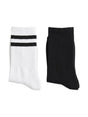 Image for Women's 2 Pairs Plain Crew Socks,Black/White