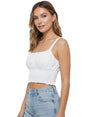 Image for Women's Plain Broderie Anglaise Crop Top,White