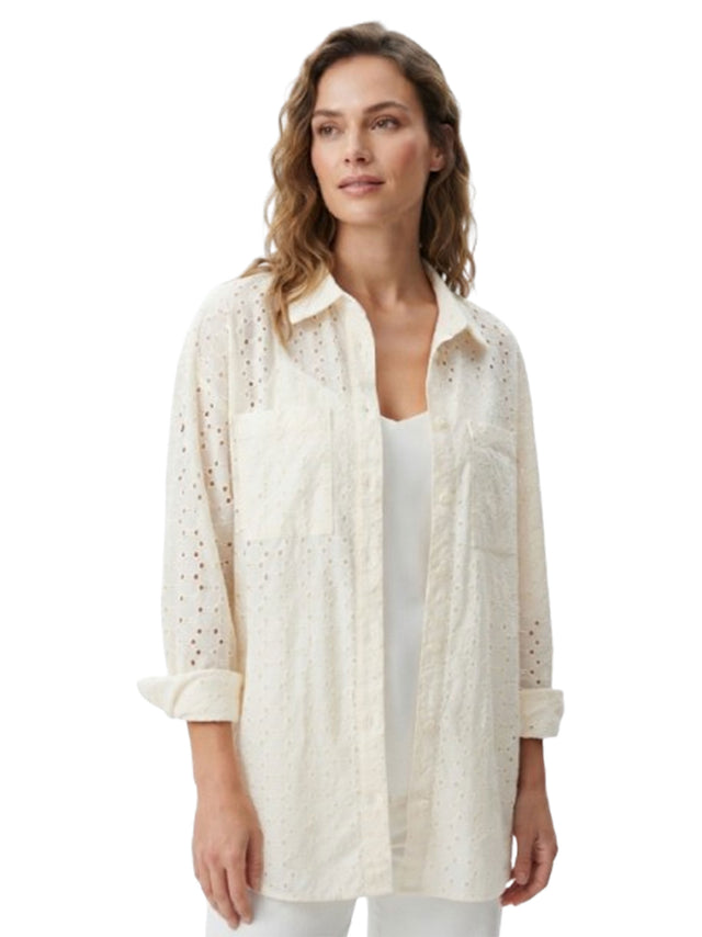Image for Women's Plain Open Broderie Anglaise Chemise,Off White