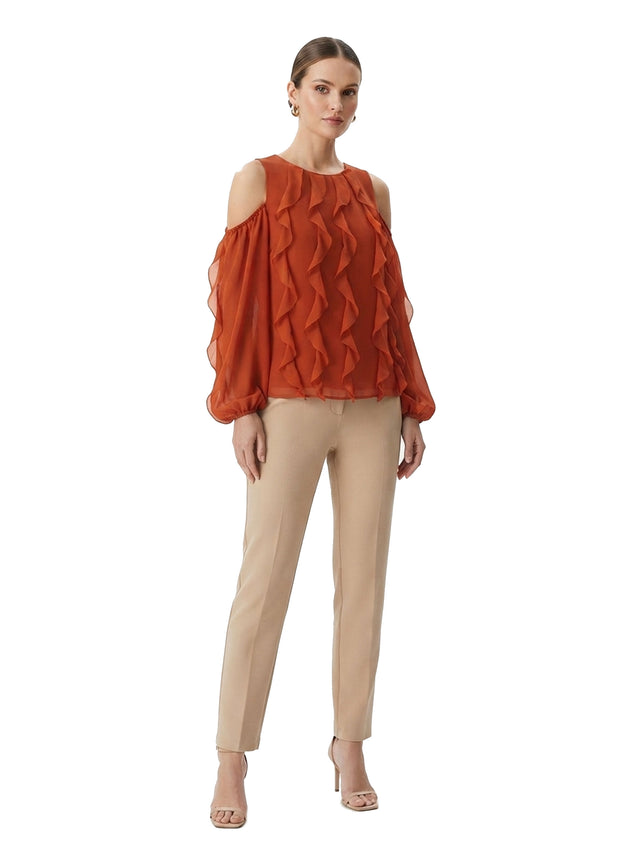 Image for Women's Ruffled Top,Brick