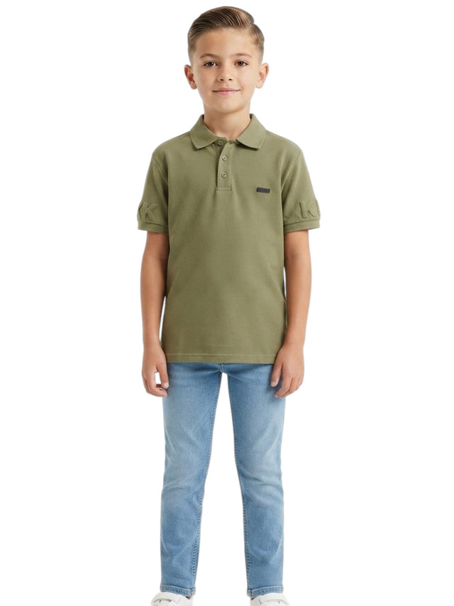 Image for Kids Boy's Textured Polo Top,Olive