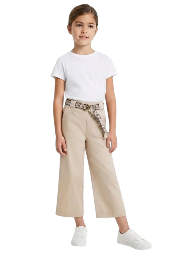 Image for Kids Girl's Plain Pants With Belt,Beige