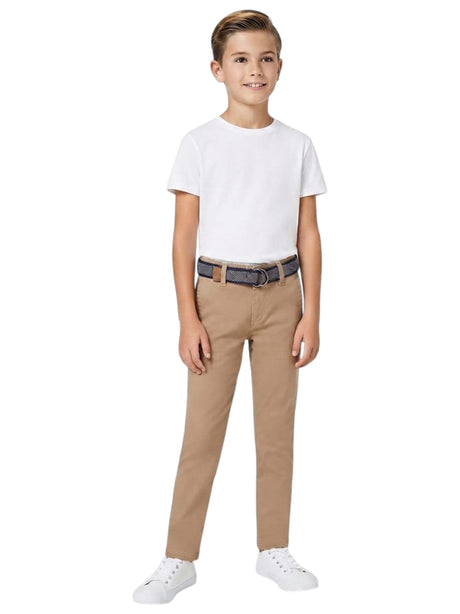 Image for Kids Boy's Plain Pats With Belt,Brown