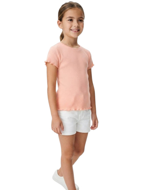 Image for Kids Girl's Ribbed Top,Coral