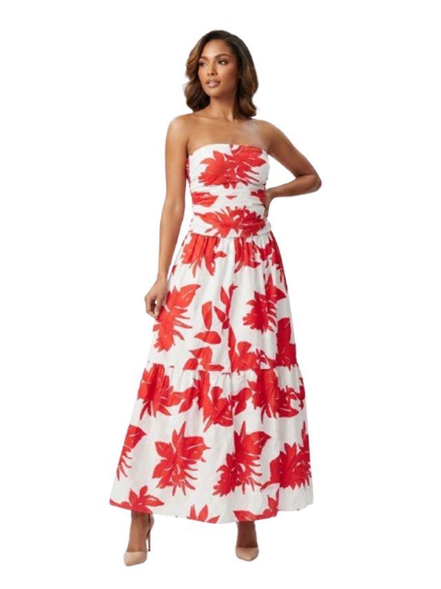 Image for Women's Printed Dress,White/Red