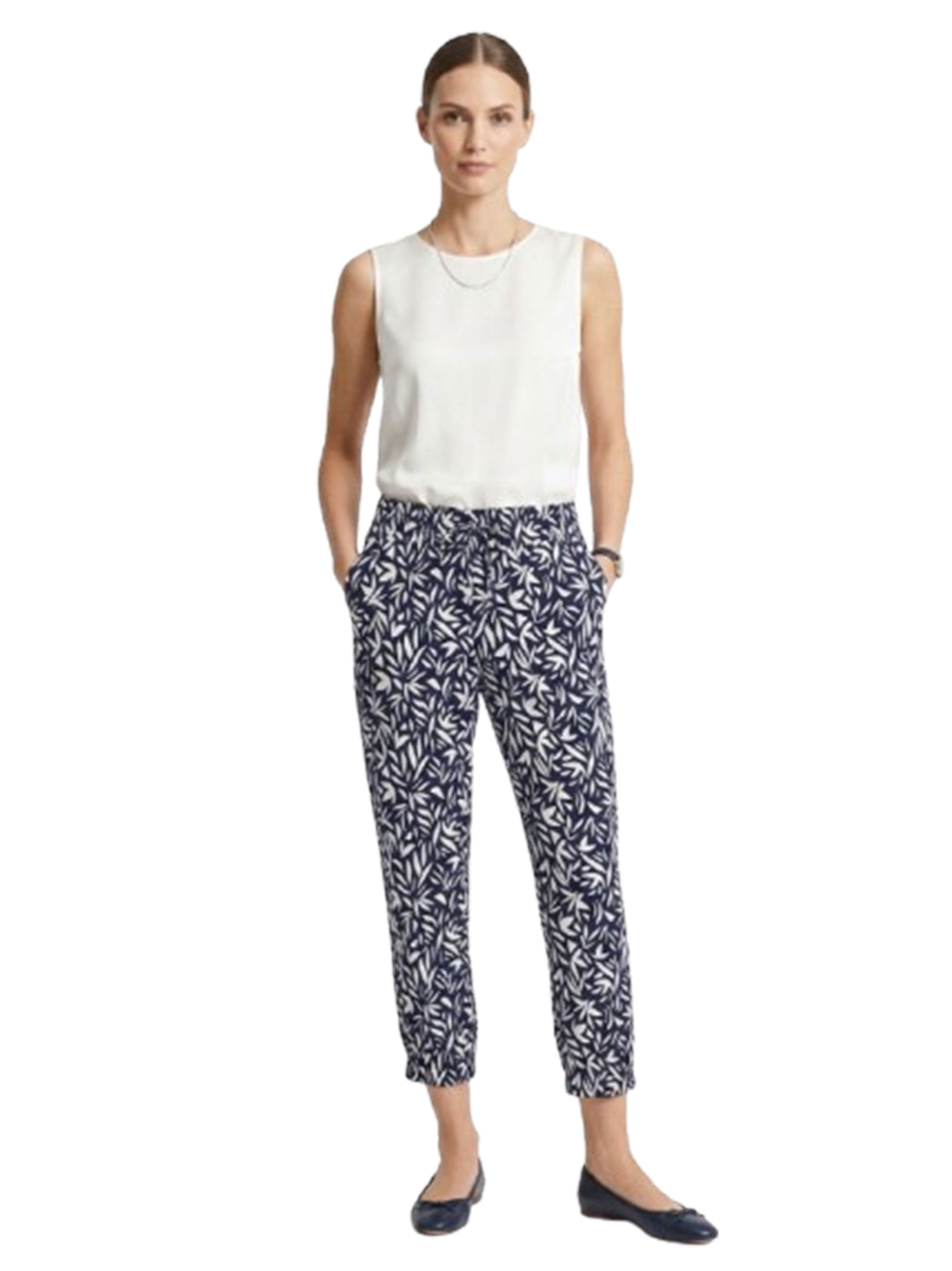 Image for Women's Printed Pant,Navy/White