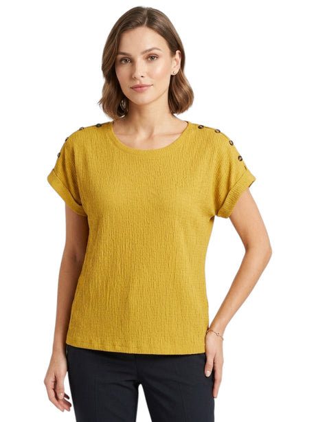 Image for Women's Textured Top,Olive Yellow