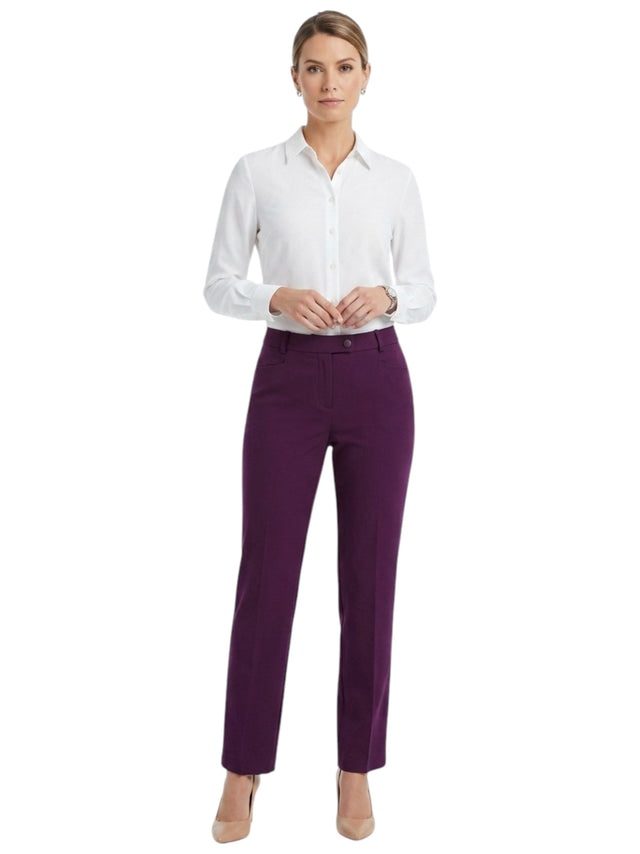 Image for Women's Plain Solid Classic Pant,Dark Purple