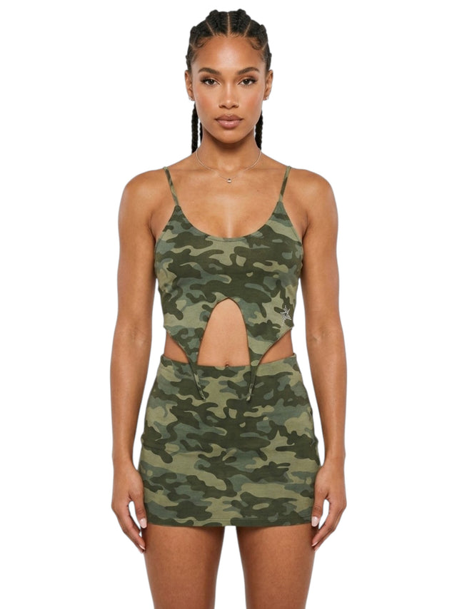 Image for Women's Printrd Crop Top,Olive