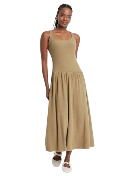 Image for Women's Ribbed Dress,Dusty Beige