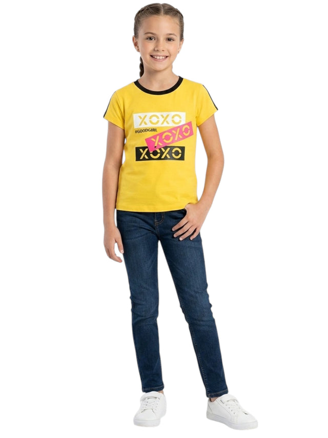 Image for Kids Girl's Printed Top,Yellow