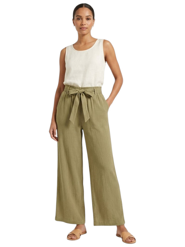 Image for Women's textured pants With Belt,Olive