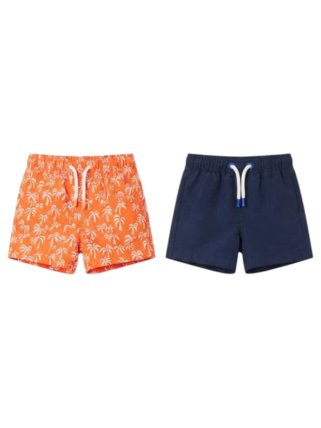 Image for Kids Boy's Printed Swim Short Set 2Pieces,Orange/Navy