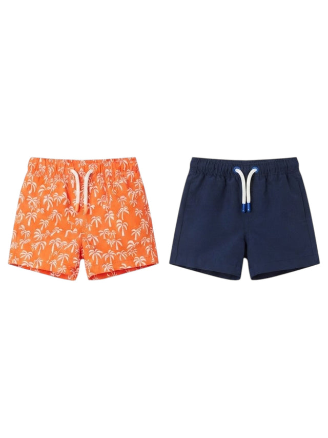 Image for Kids Boy's Printed Swim Short Set 2Pieces,Orange/Navy