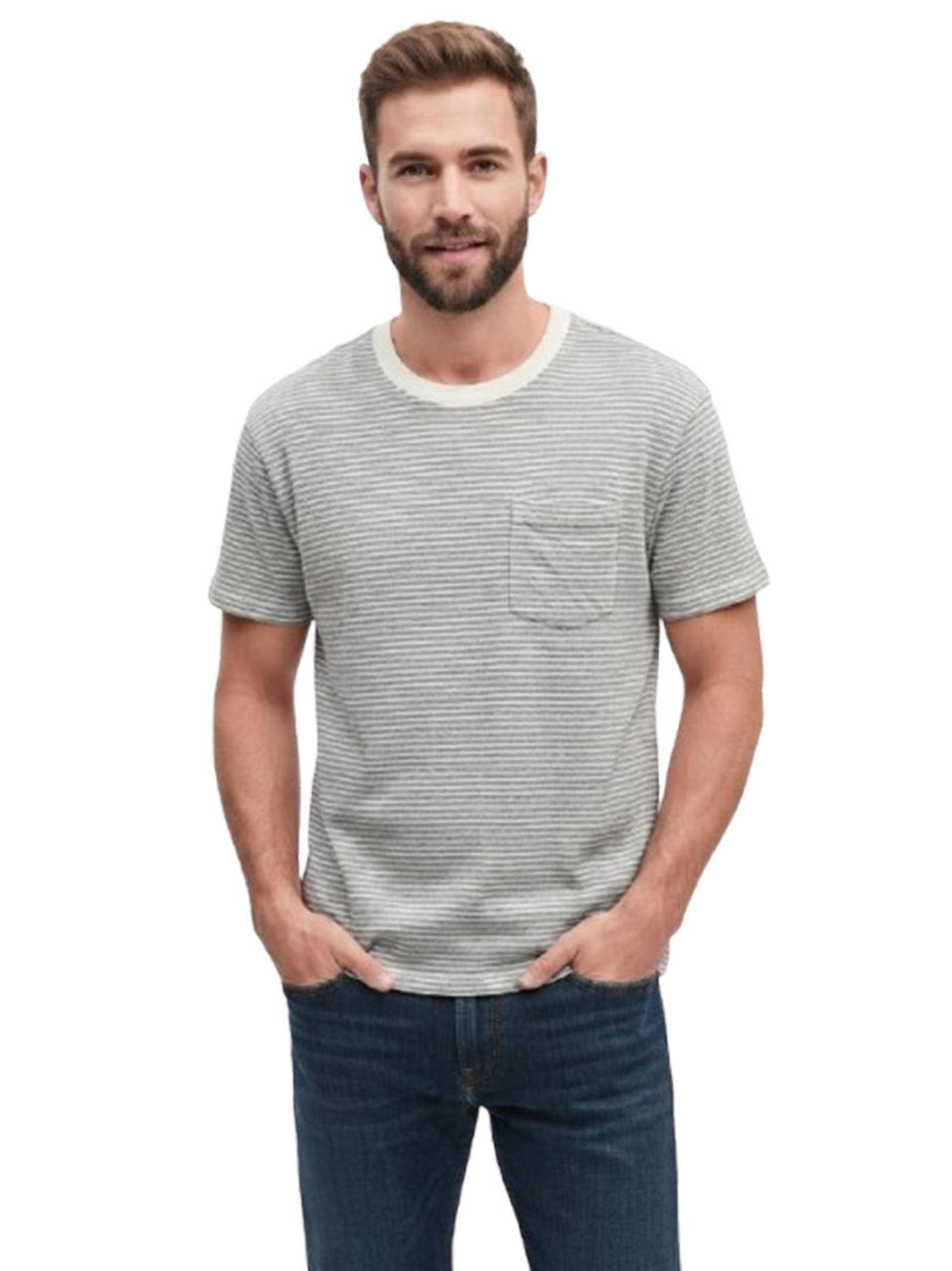 Image for Men's Striped Top,White/Black