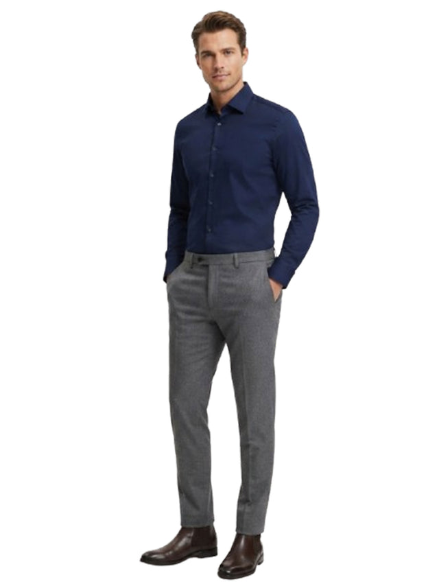 Image for Men's Plain Solid Dress Shirt,Navy