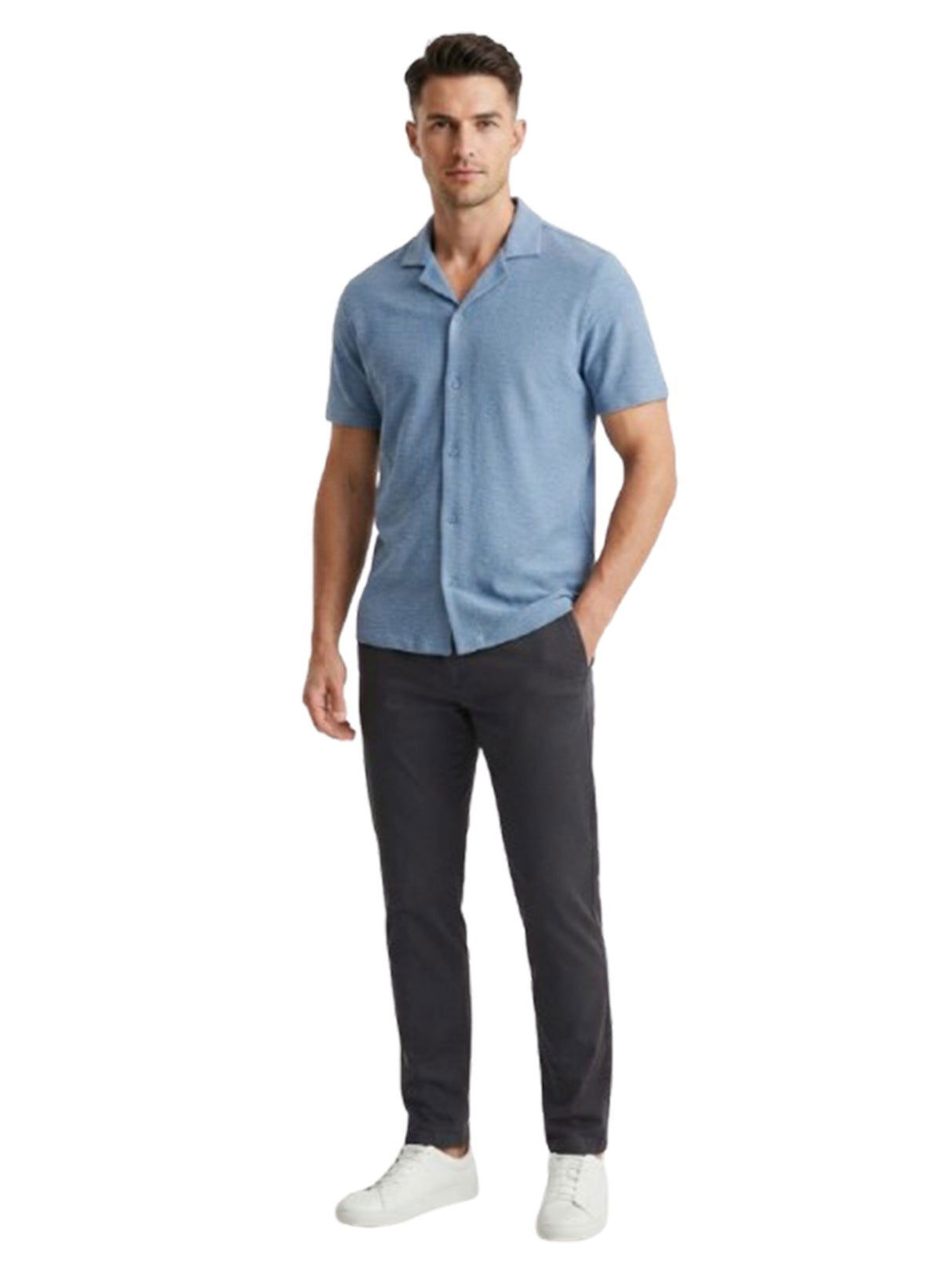 Image for Men's Textured Dress Shirt,Dusty Blue
