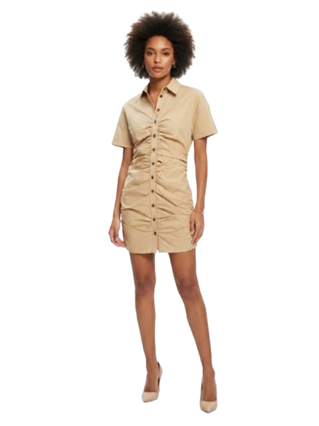 Image for Women's Plain Solid Dress,Dark Beige