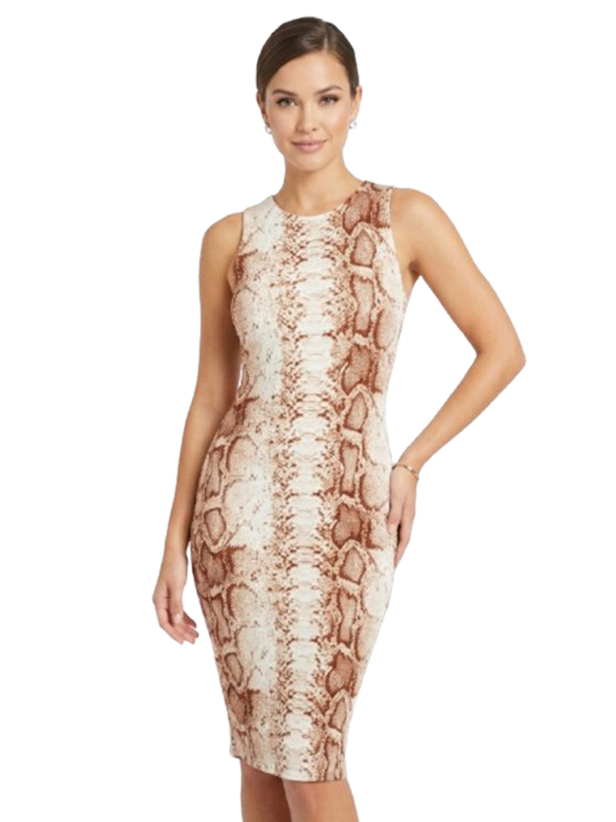 Image for Women's Printed Dress,Brown/White