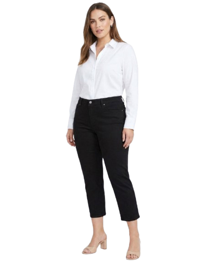 Image for Women's Plain Solid Capri Jeans,Black