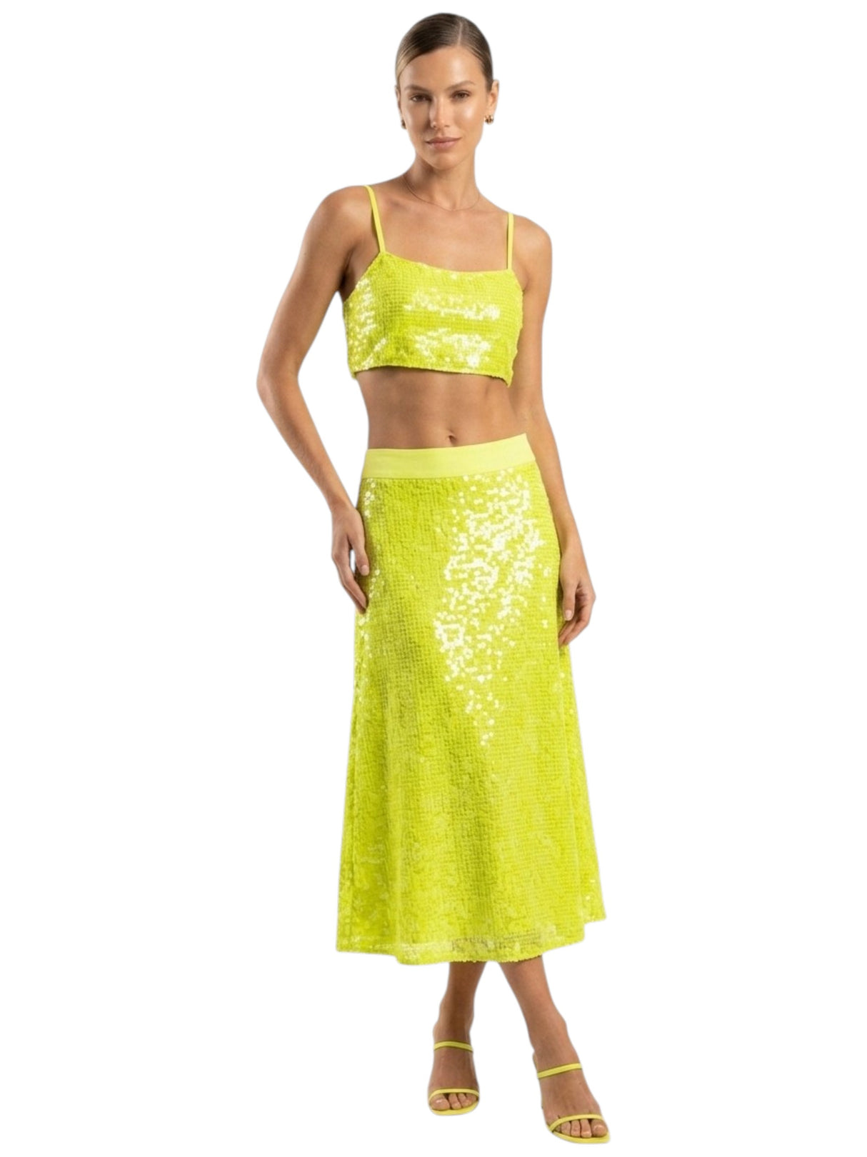 Image for Women's Squin Crop Top,Light Green