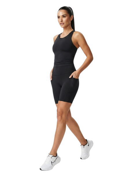 Image for Women's Plain Solid Short Legging,Black