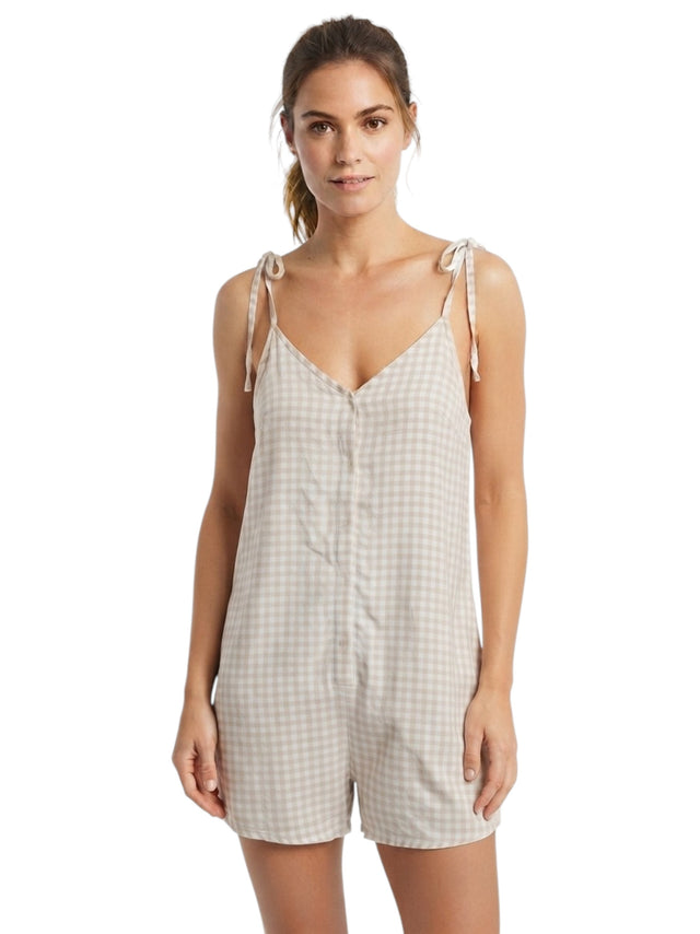 Image for Women's Plaid Jumpsuit,Beige