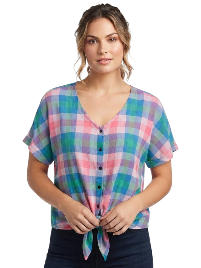 Image for Women's Plaid Dress Shirt,Multi