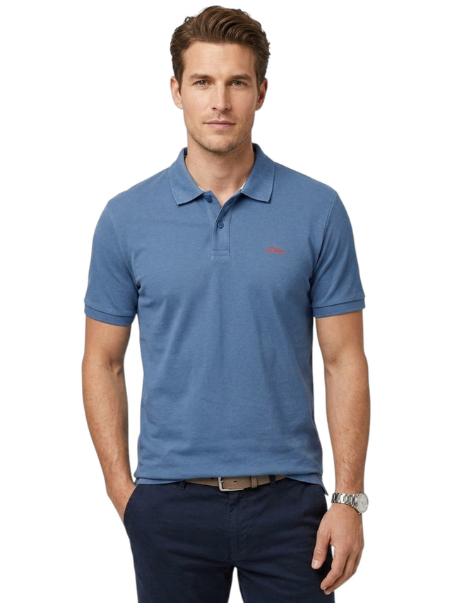 Image for Men's Textured Polo Top,Blue