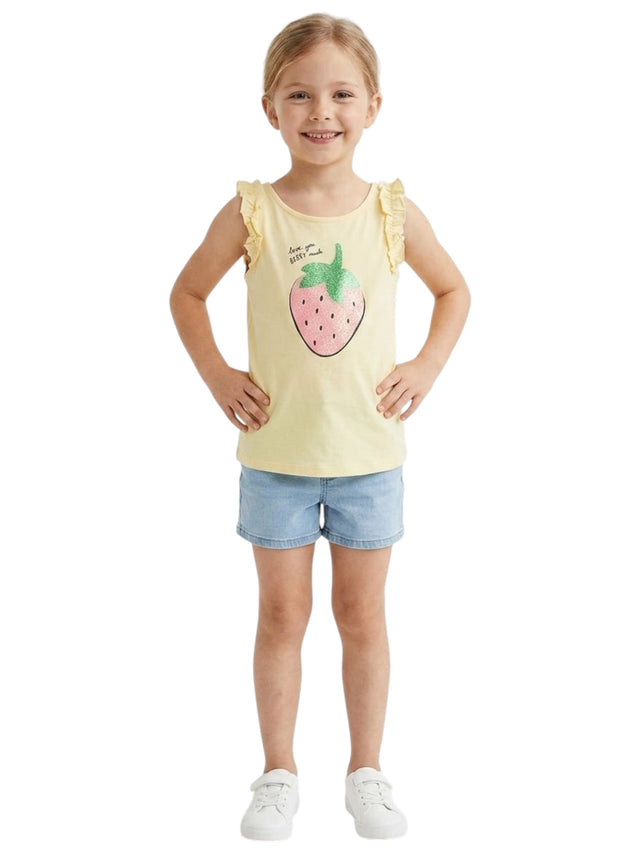Image for Kids Girl's Printed Top,Yellow