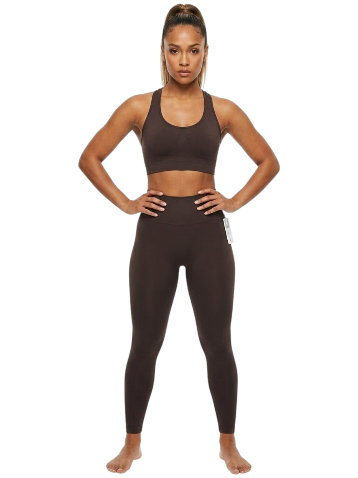 Image for Women's Plain Sport Crop Top,Brown