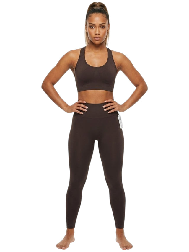 Image for Women's Plain Sport Crop Top,Brown