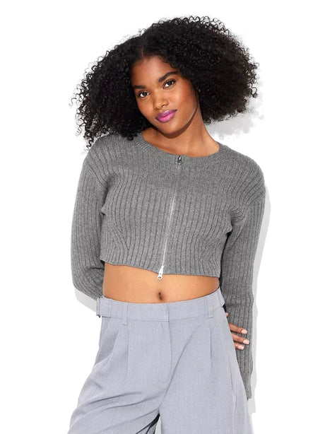 Image for Women's Textured Cardigan,Grey
