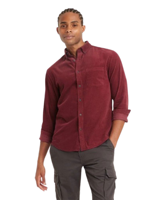 Image for Men's Textured Dress Shirt,Burgandy