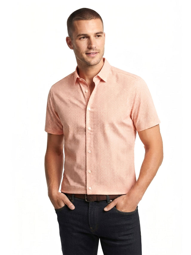 Image for Men's Printed Dress Shirt,Coral