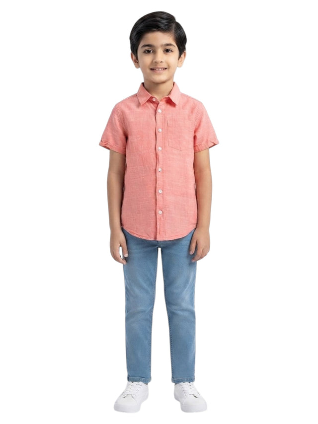 Image for Kids Boy's Plain Dress Shirt,Light Red