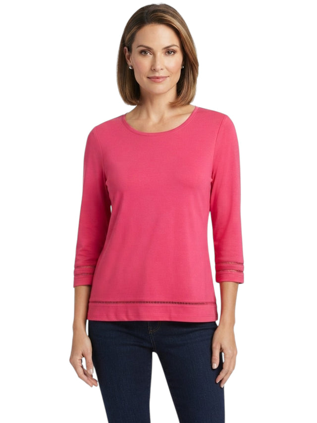 Image for Women's Plain Solid Top,Red Pink