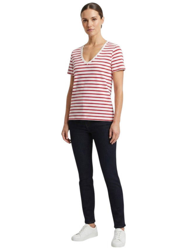 Image for Women's Striped Top,Red/White
