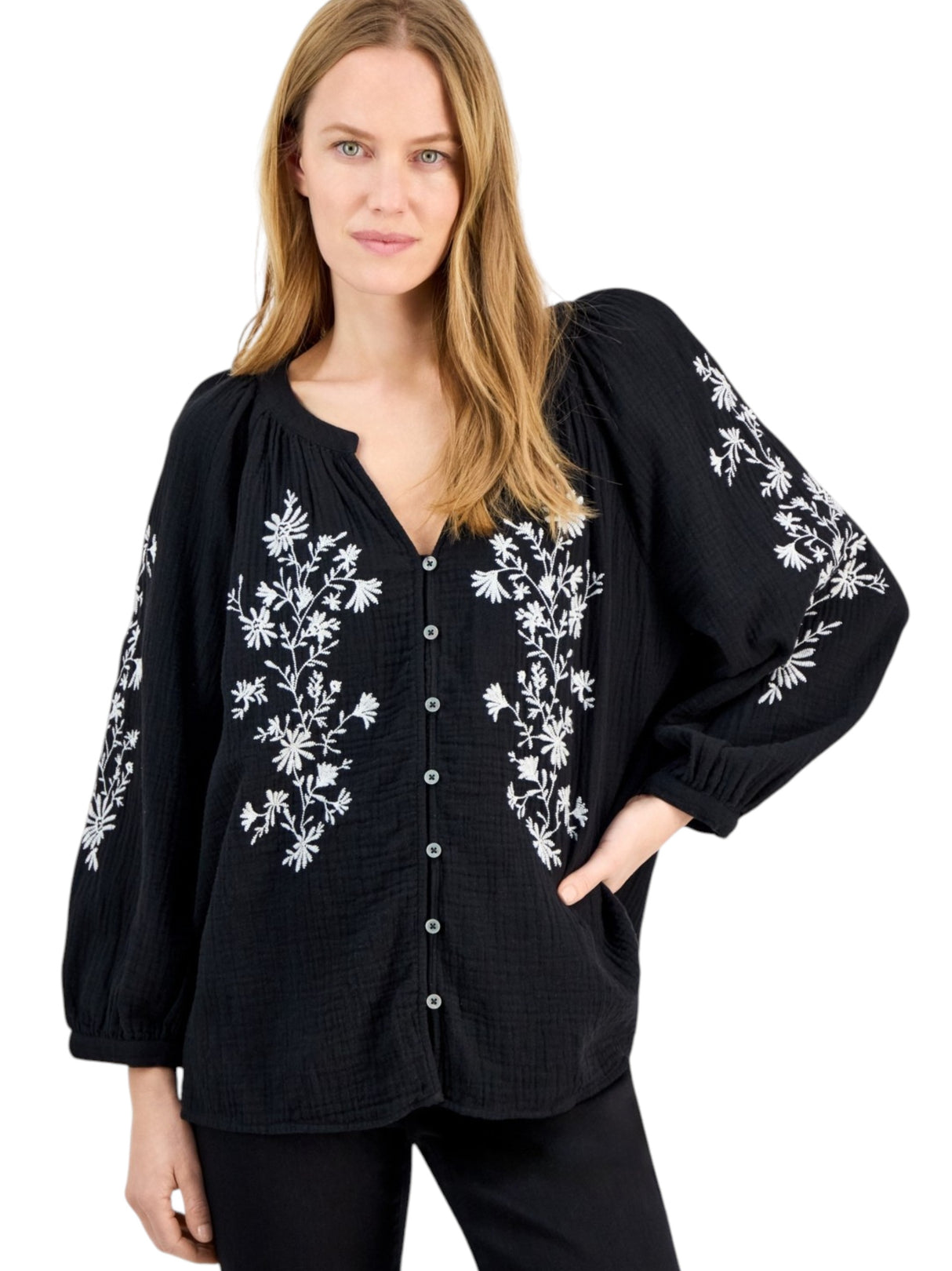 Image for Women's Embroided Top,Black