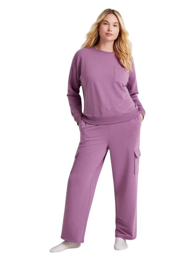 Image for Women's Plain solid Cargo Pant,Purple
