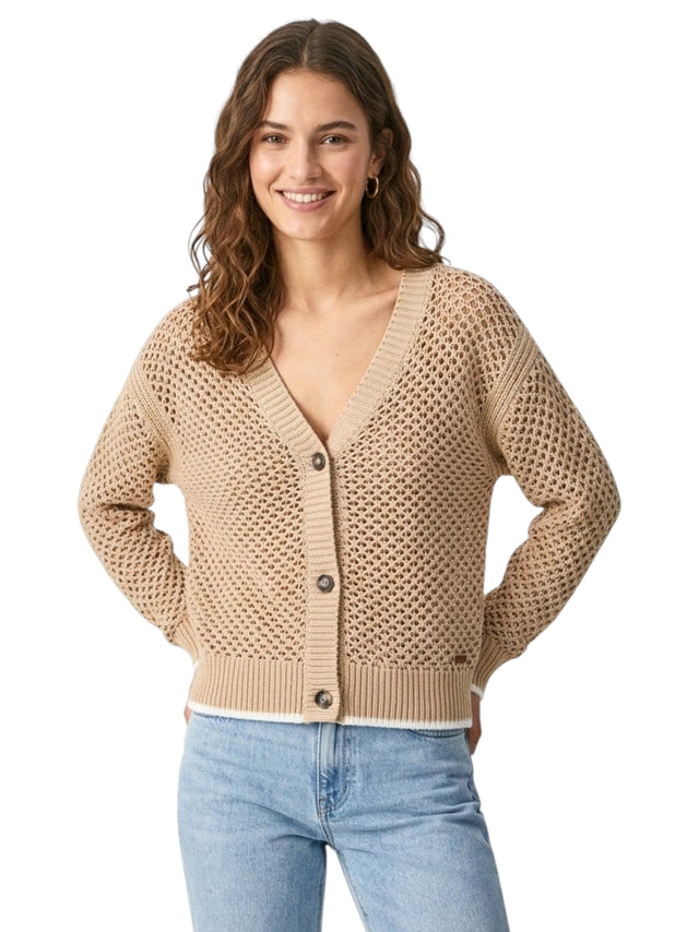 Image for Women's Open Knitted Cardigan,Beige