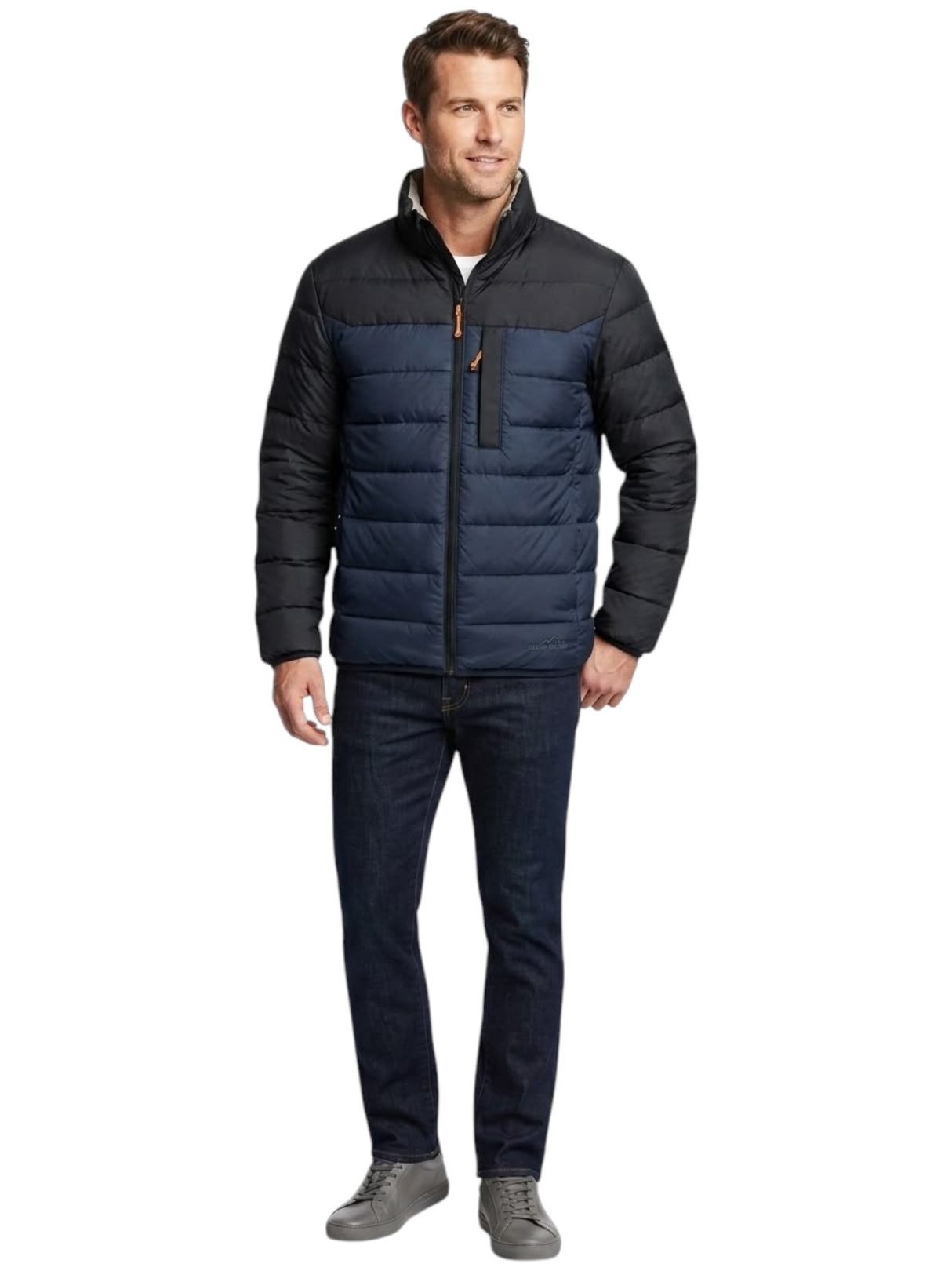 Image for Men's Colorblocked Quilted Jacket,Navy/Black