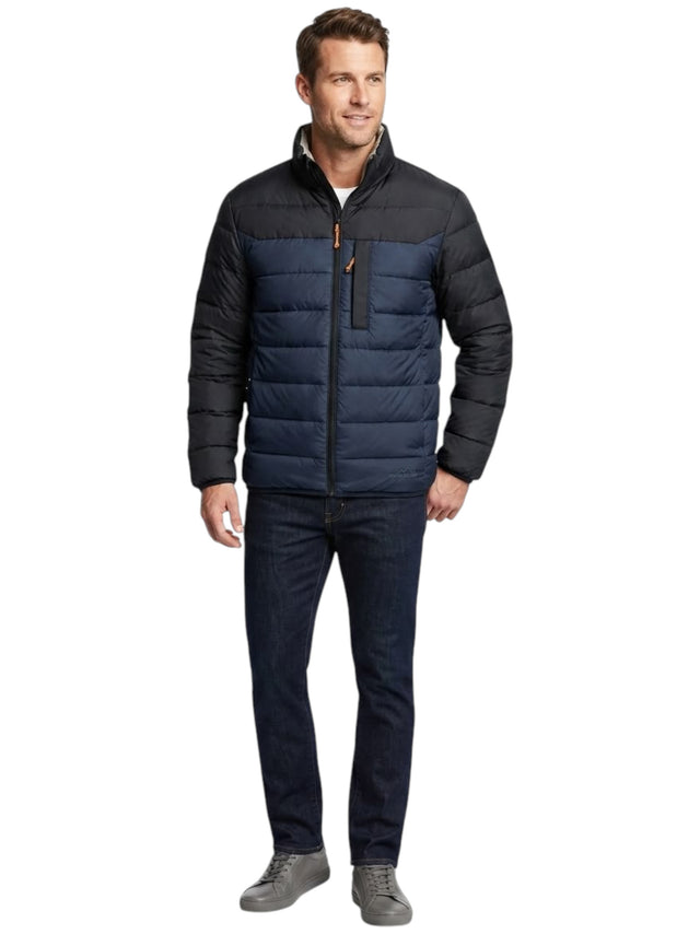 Image for Men's Colorblocked Quilted Jacket,Navy/Black