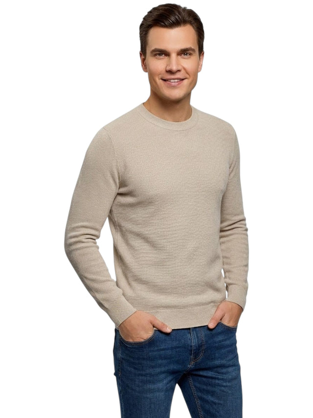 Image for Men's Plain Solid Sweaters,Beige