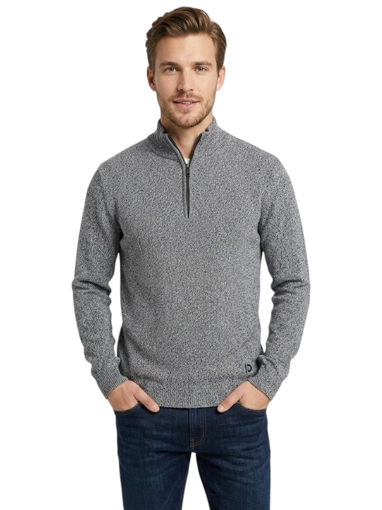 Image for Men's Plain Solid Sweaters,Grey