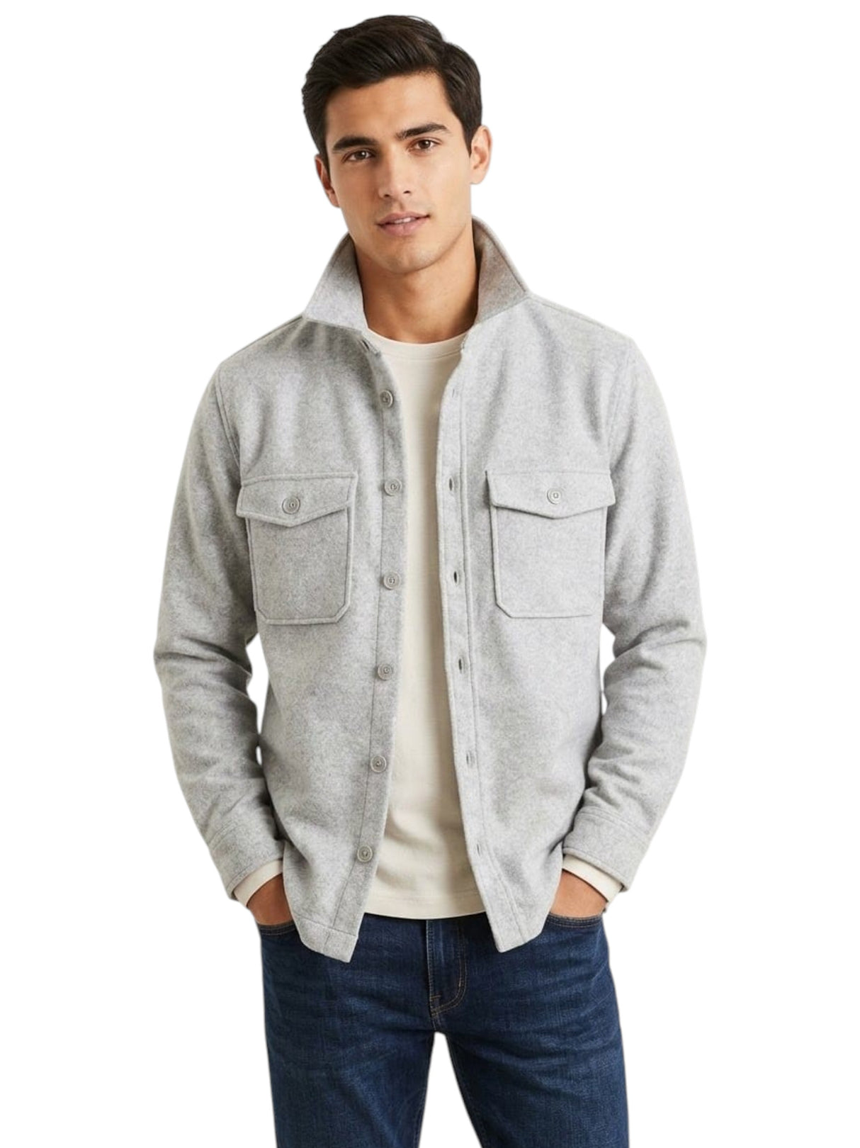 Image for Men's Plain Solid Dress Shirt,Light Grey