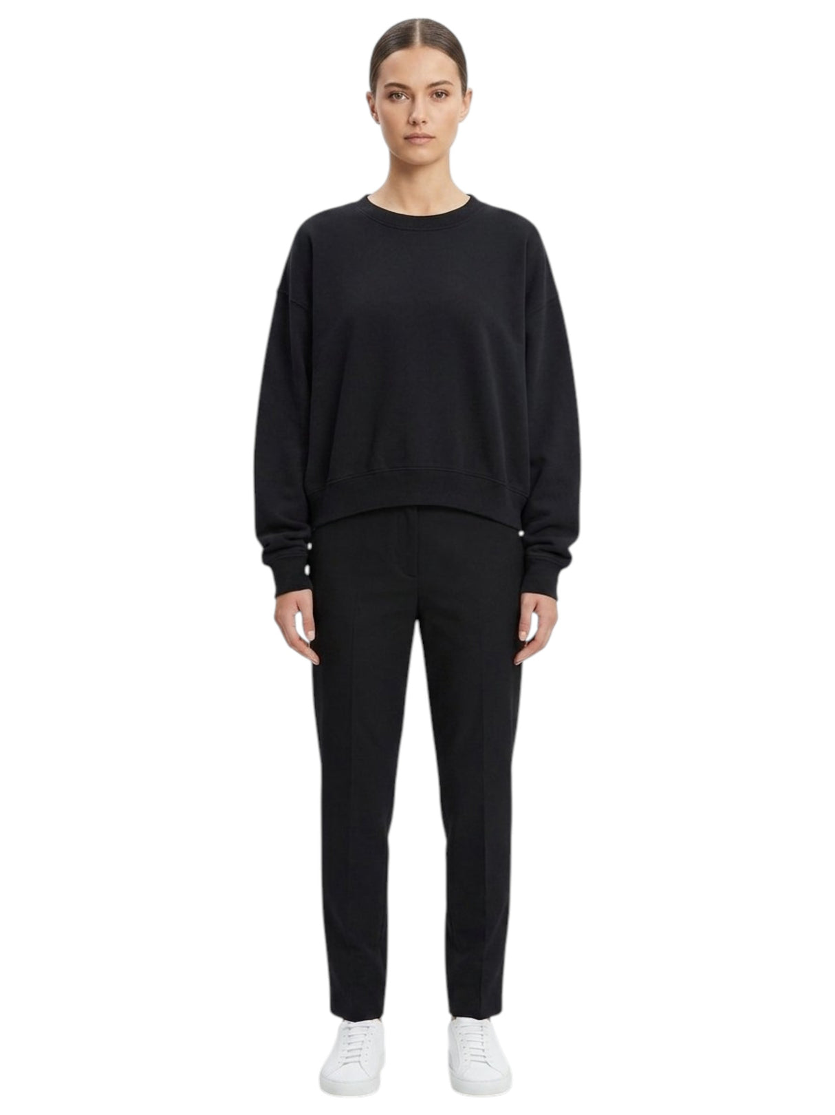 Image for Women's Plain Solid Sweaters,Black