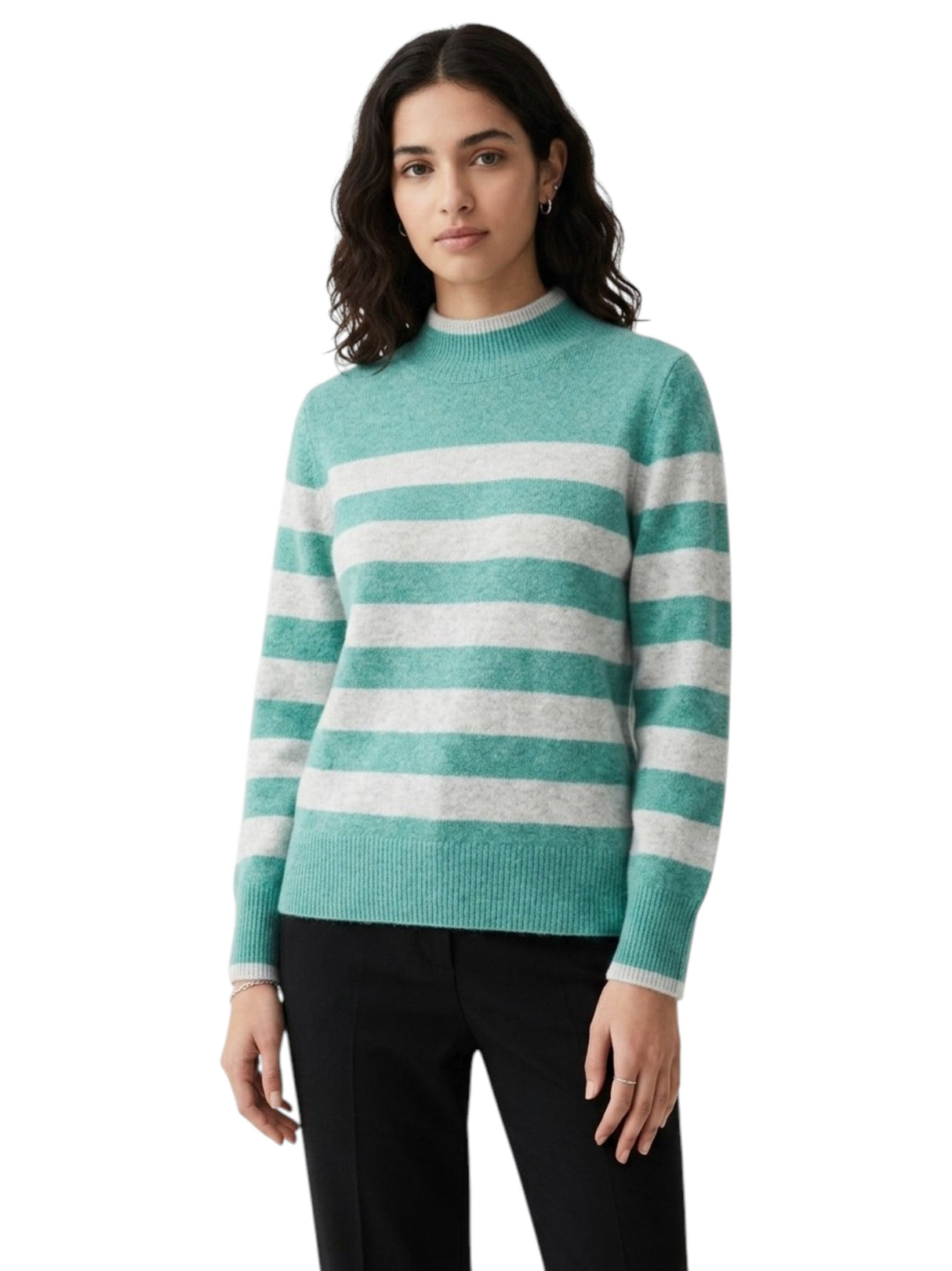 Image for Women's Colorblocked Sweaters,Green/Grey